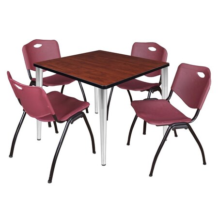Regency Kahlo Square Table & Chair Sets, 36 W, 36 L, 29 H, Wood, Metal, Plastic Top, Cherry TPL3636CHCM47BY